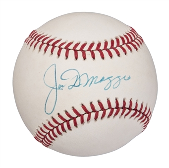 Joe DiMaggio Single Signed OAL Brown Baseball (JSA)